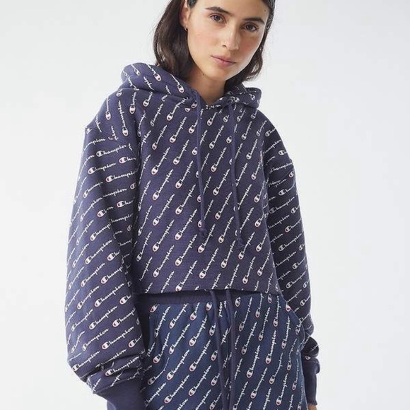 Champion All Over Print Cropped Hoodie - Picture 2 of 7